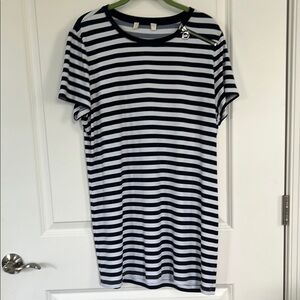 Michael Kors White and Blue Ribbed Mini Dress